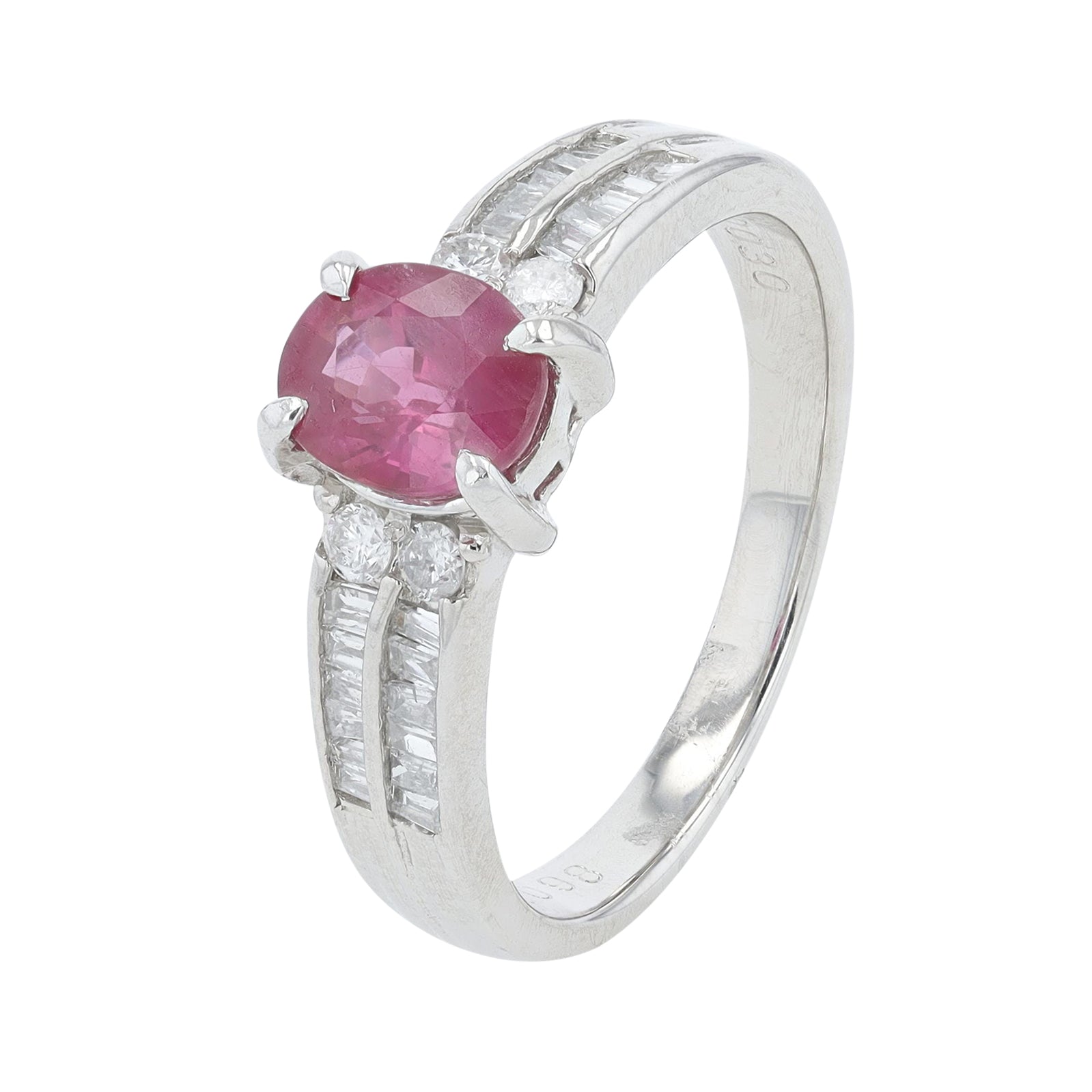 PT900 0.98 CT Ruby Center Ring