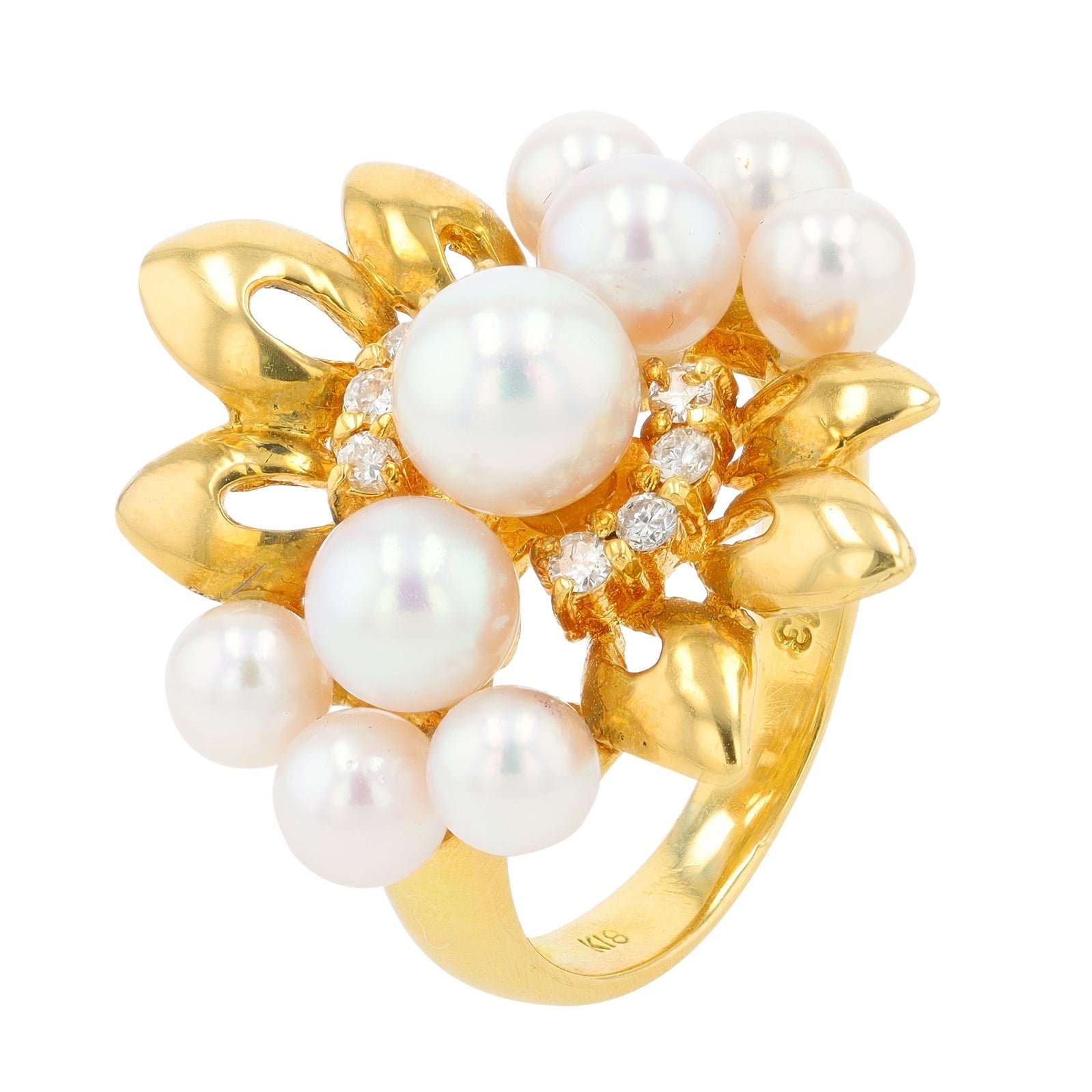 18K YG 4-6MM Pearl Ring