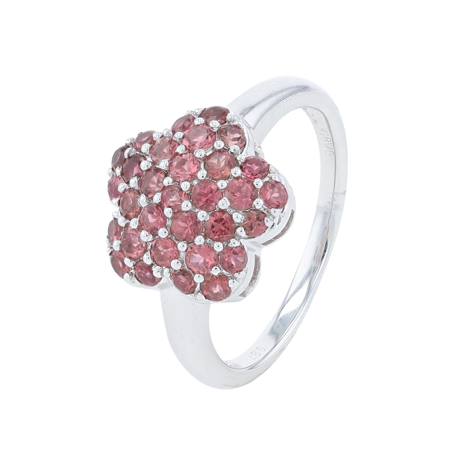 18K WG 0.87 CT Pink Tourmaline Flower Ring