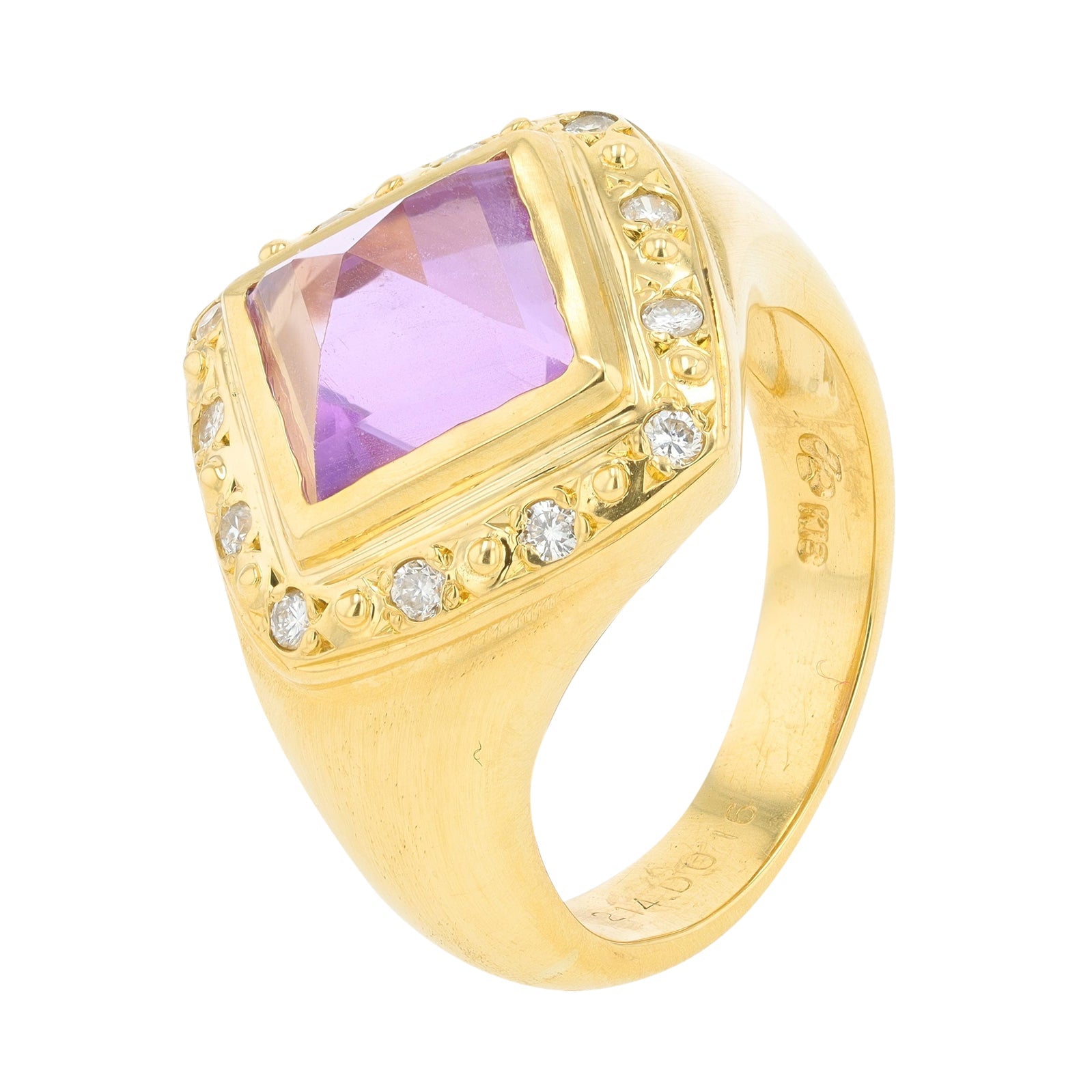 18K YG 2.14 CT Amethyst Center Ring