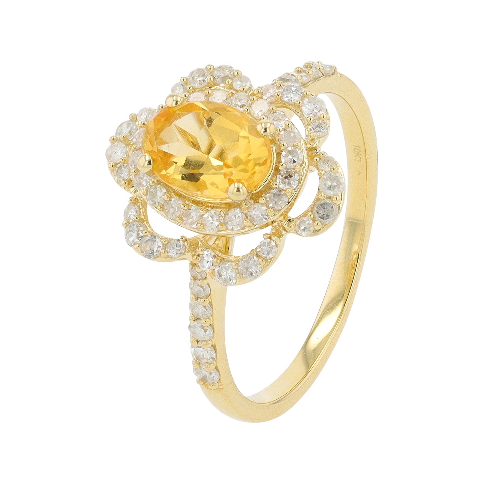 10K YG Citrine Center Flower Ring