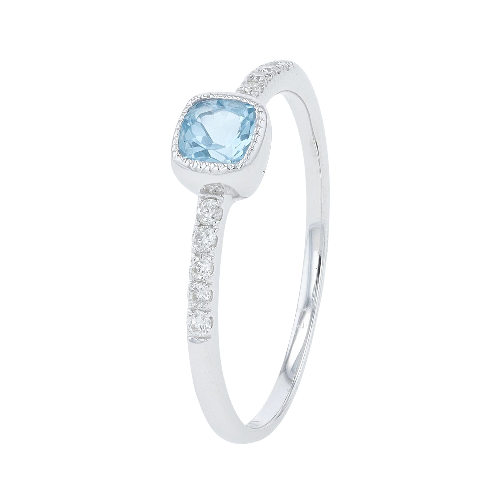 10K WG Blue Topaz Center Halo Ring