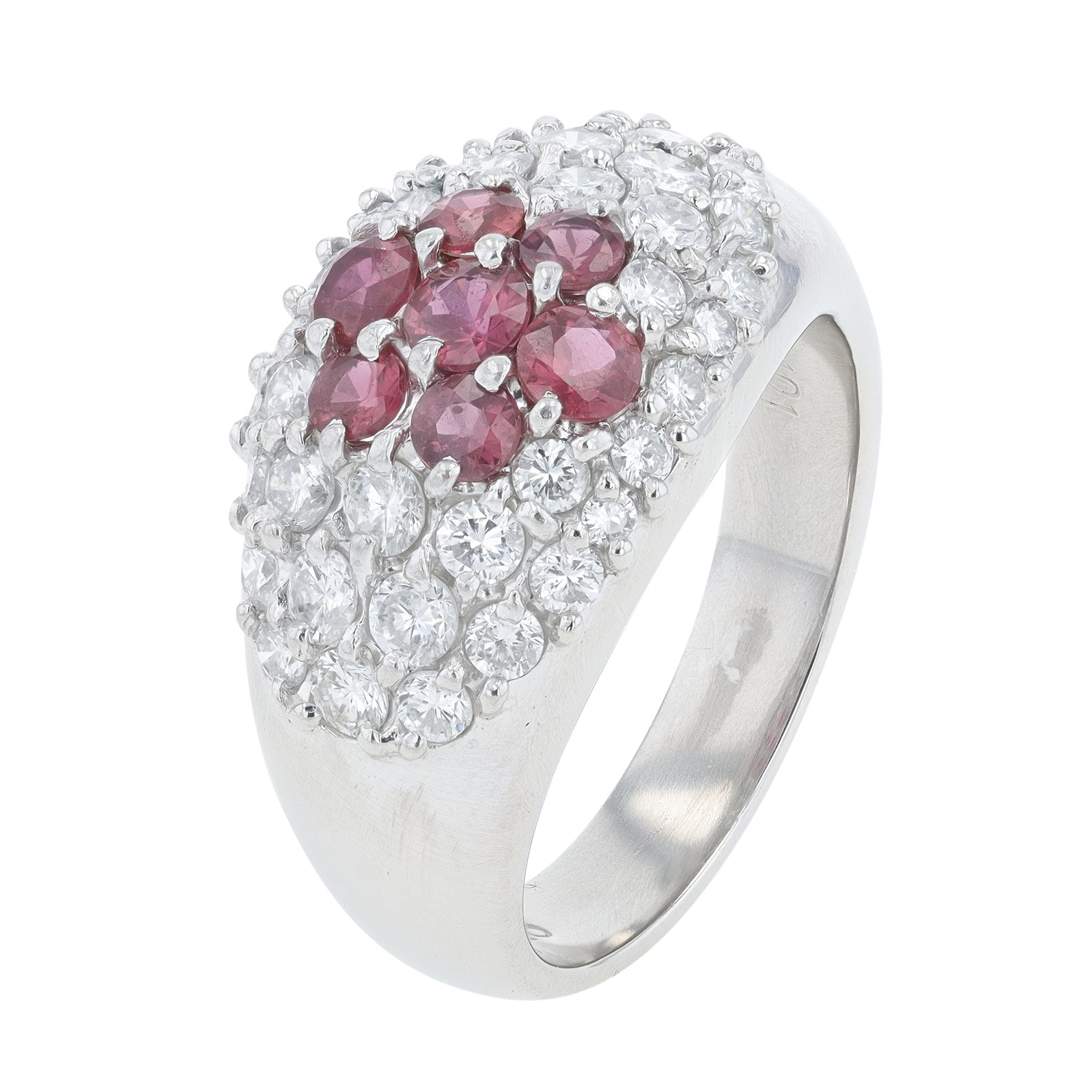 PT900 0.74 CT Ruby Flower Cluster Ring