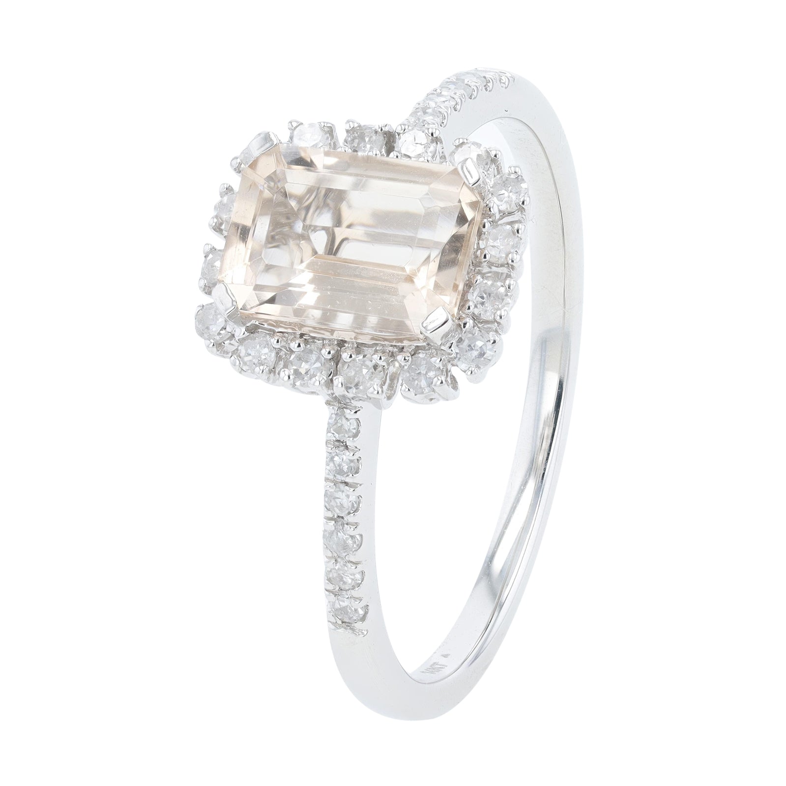 10K WG .85 CT Morganite Halo Ring