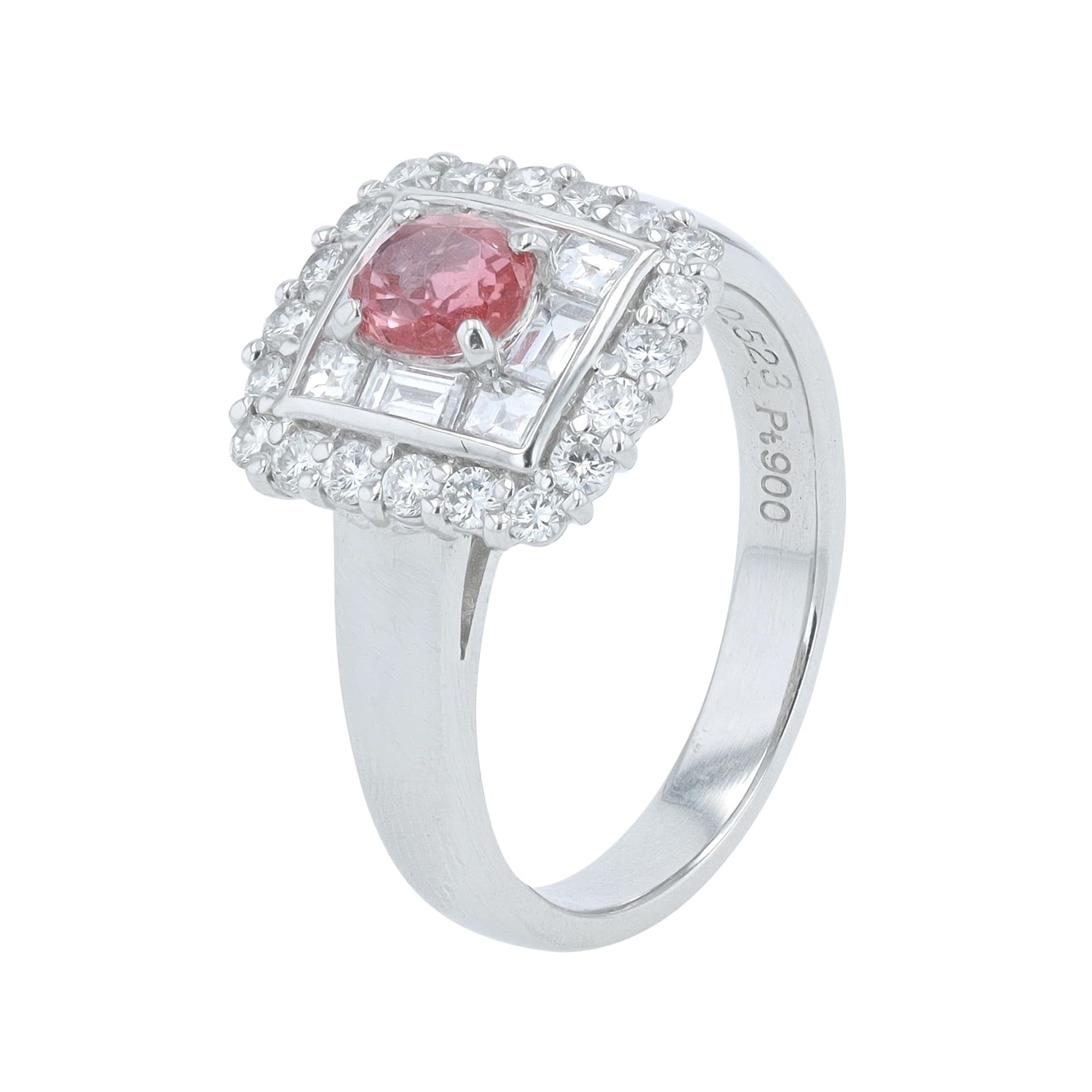 PT900 0.523 T Pink Sapphire Halo Ring