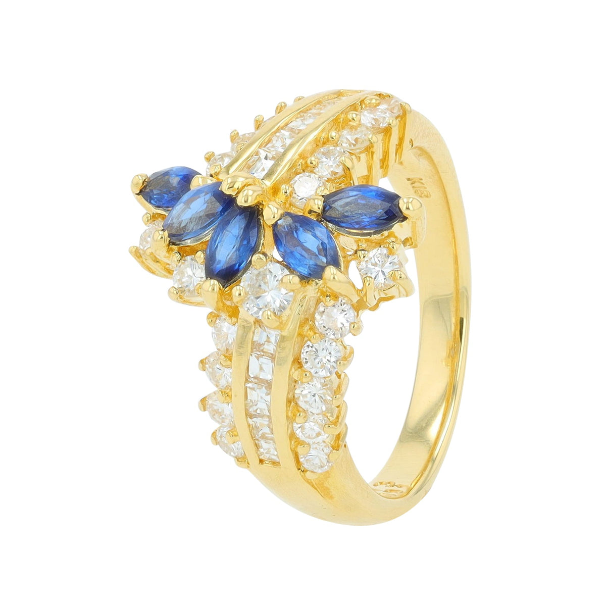18K YG 0.73 CT Sapphire  & 0.91 CT Diamond Ring
