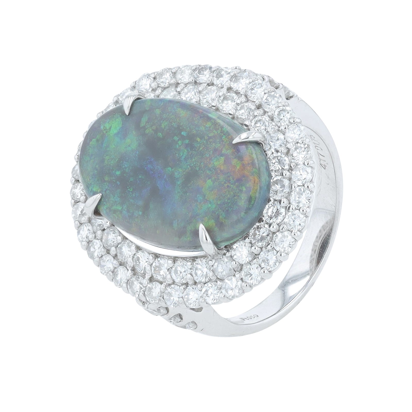 PT900 4.17 CT Black Opal Ring