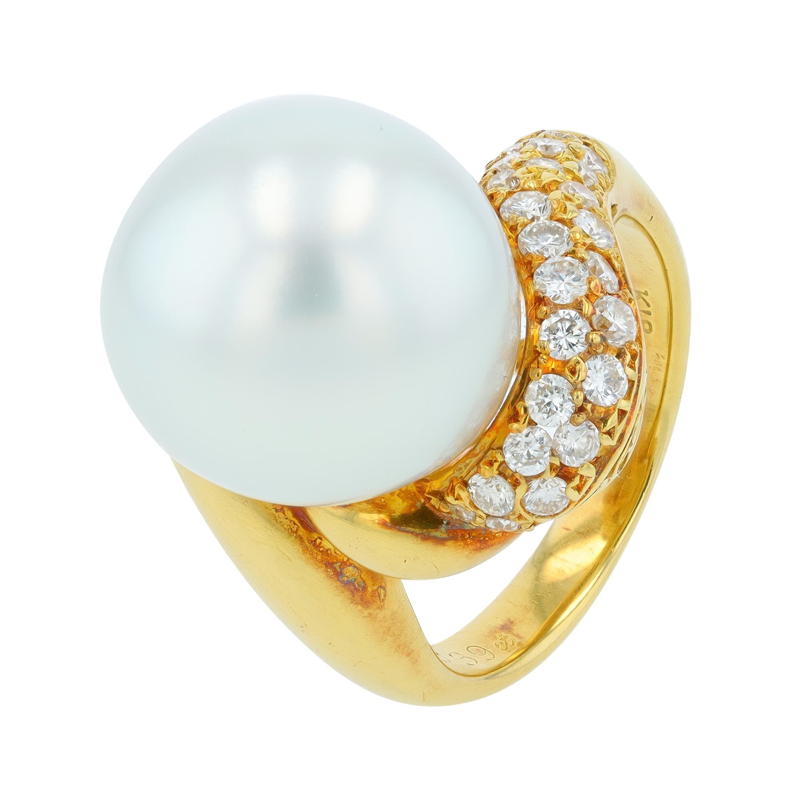 18K YG 12.7  MM Pearl Ring