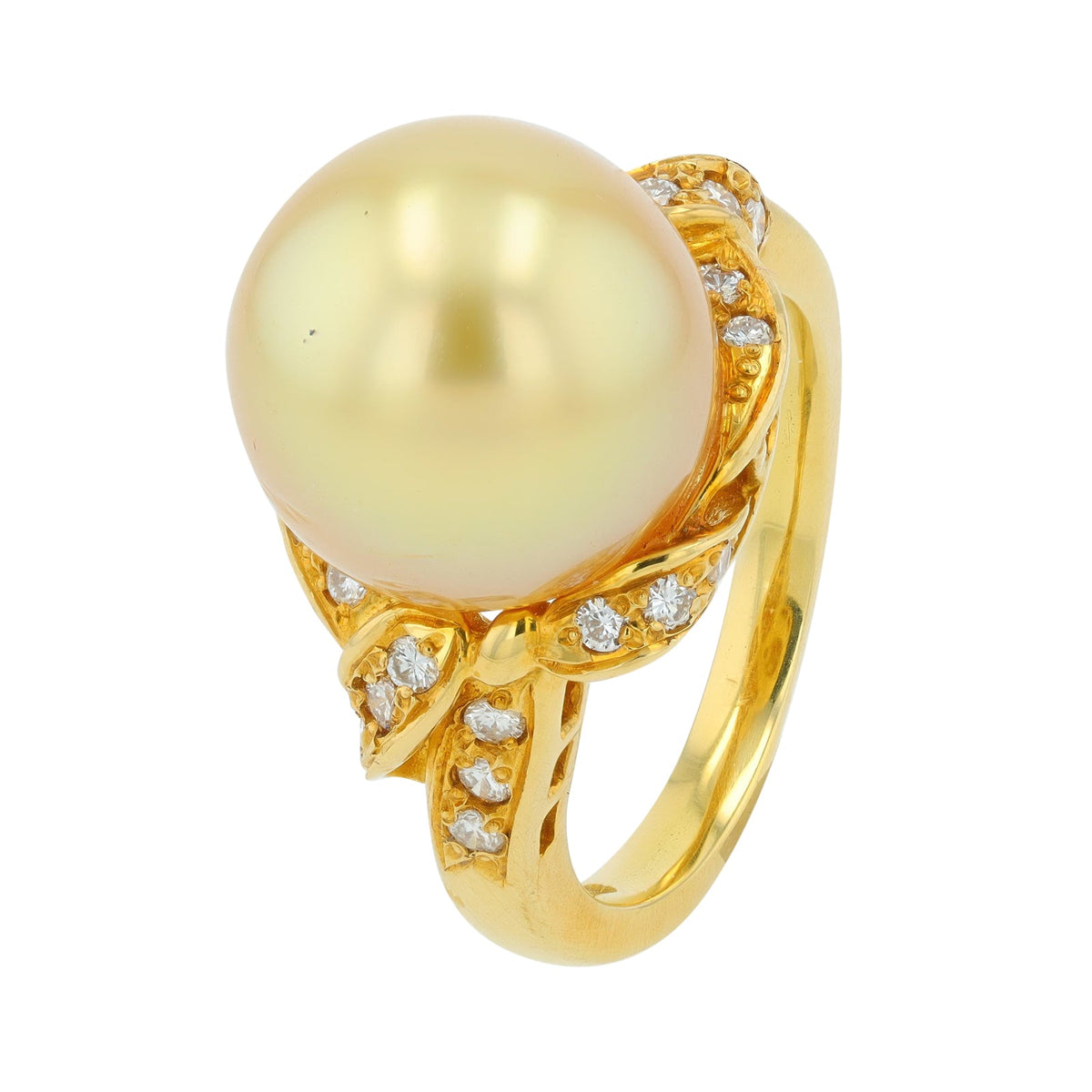 18K YG 12 MM Golden Pearl Ring