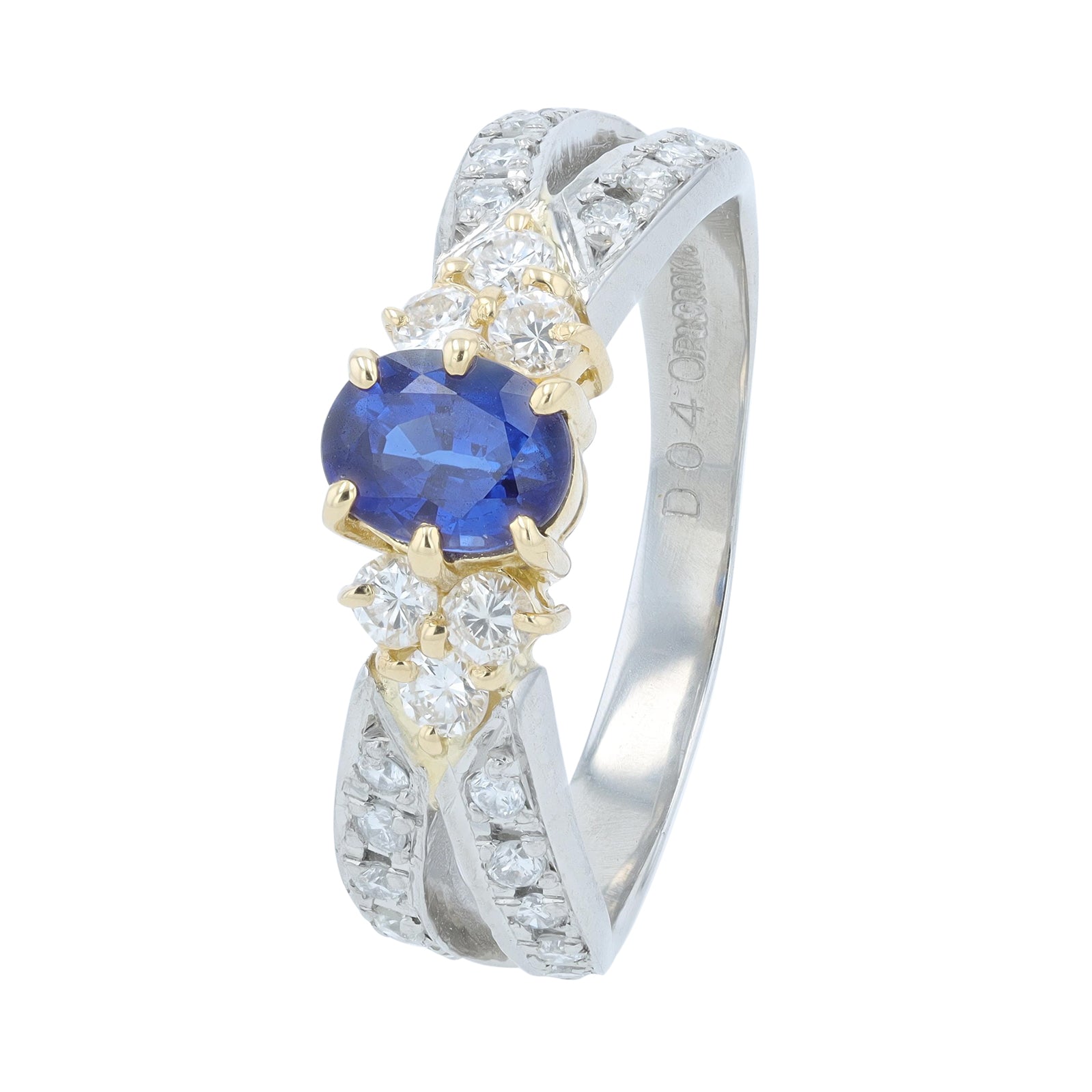PT900/18K YG 0.66 CT Sapphire Center Ring