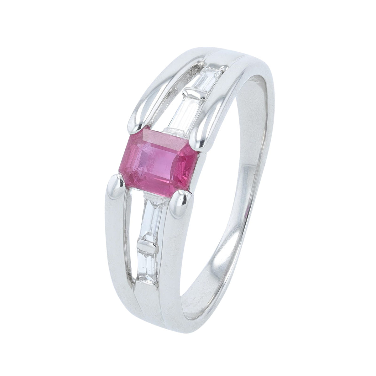 PT900 0.54 CT Pink Sapphire Center Ring