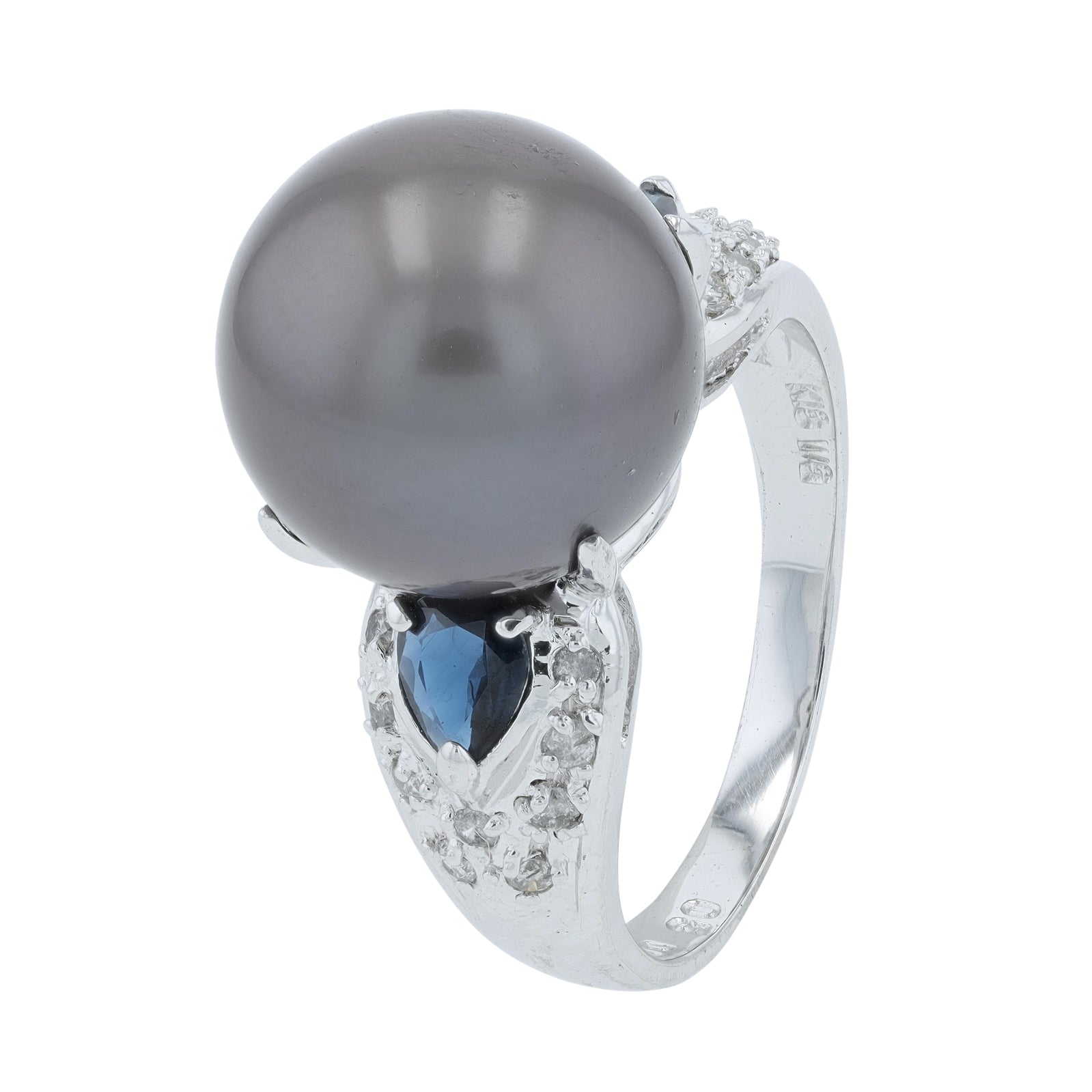 18K WG 13 MM Tahitian Pearl Ring
