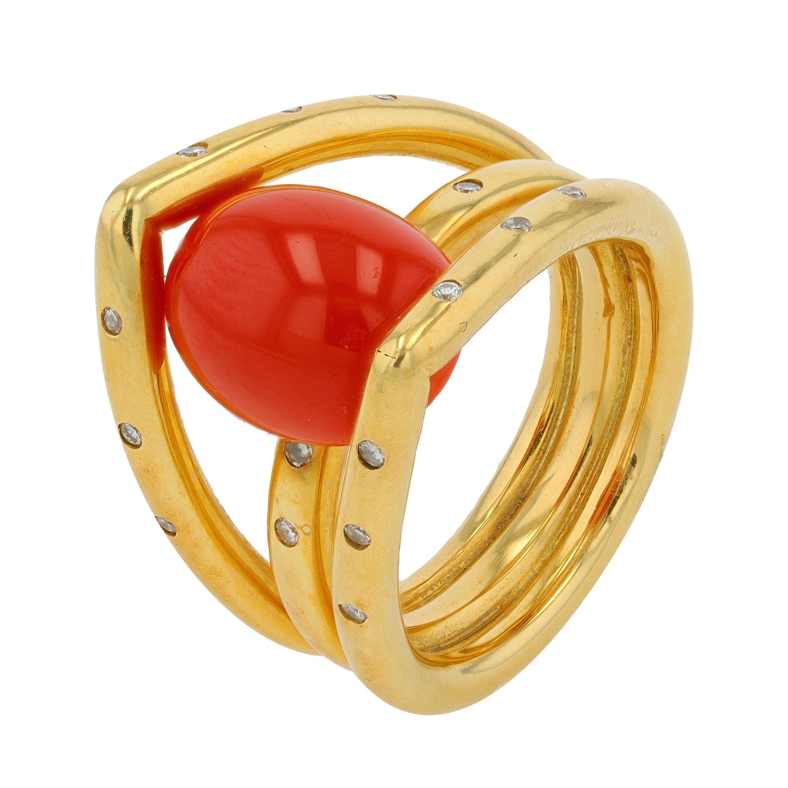 18K YG Coral Ring