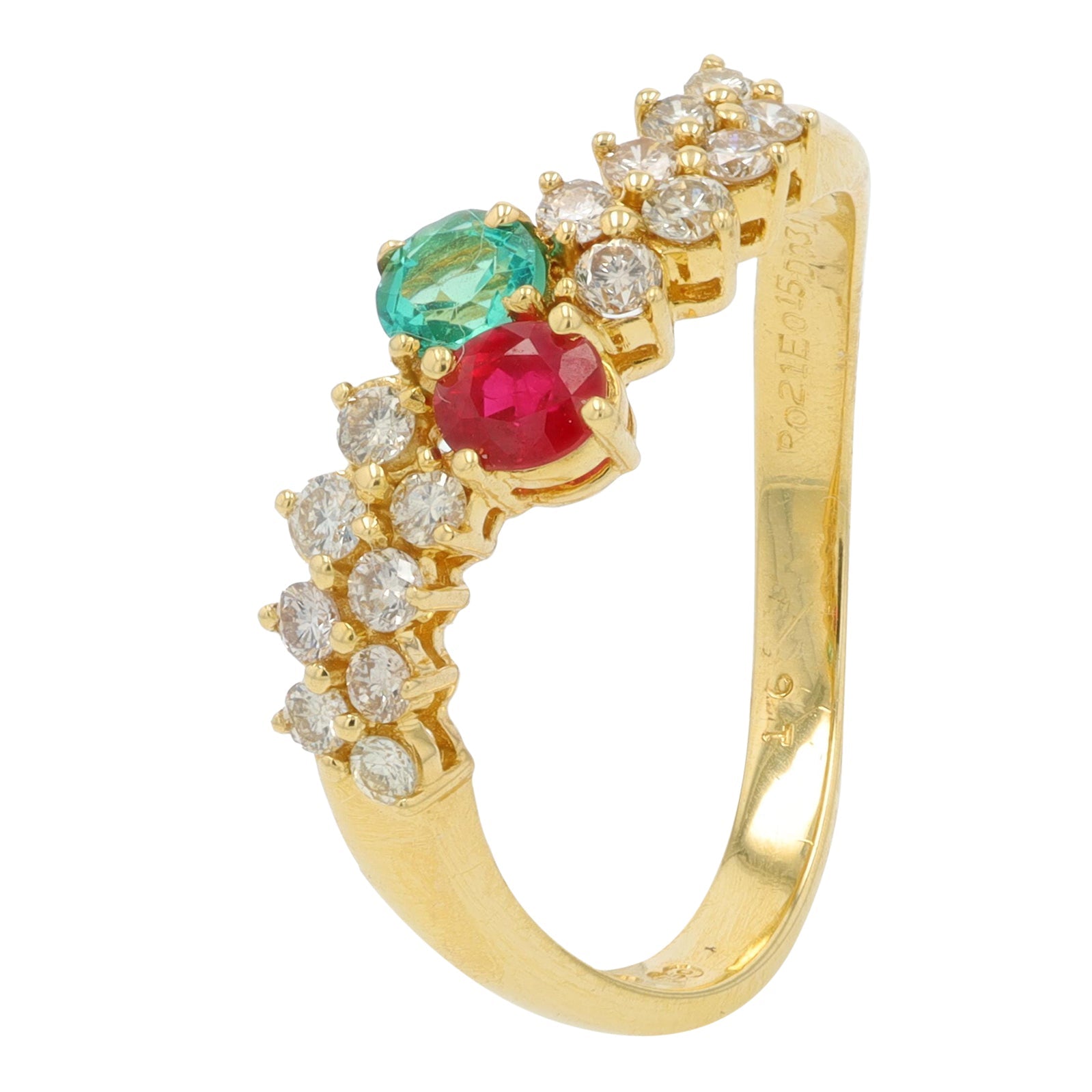 18K YG Multi Stone Bypass Ring