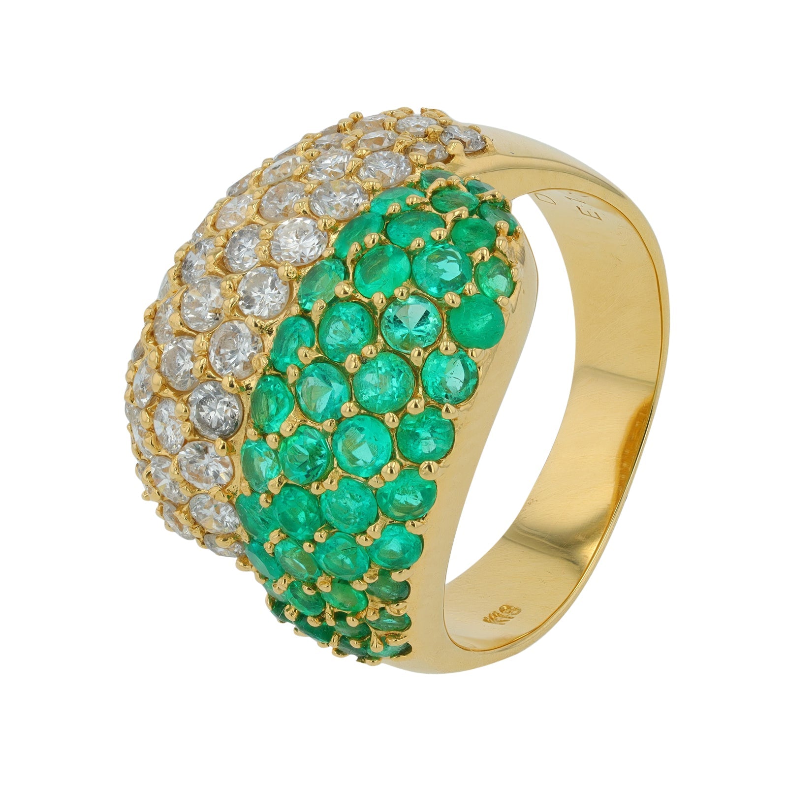 18K YG 1.30 CT Emerald & 1.15 CT Diamond Bypass Ring