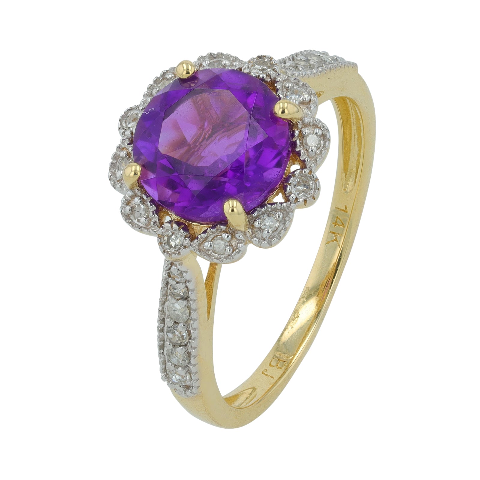 14K Gemstone Halo Ring<p><strong>More Colors Available</p></strong>