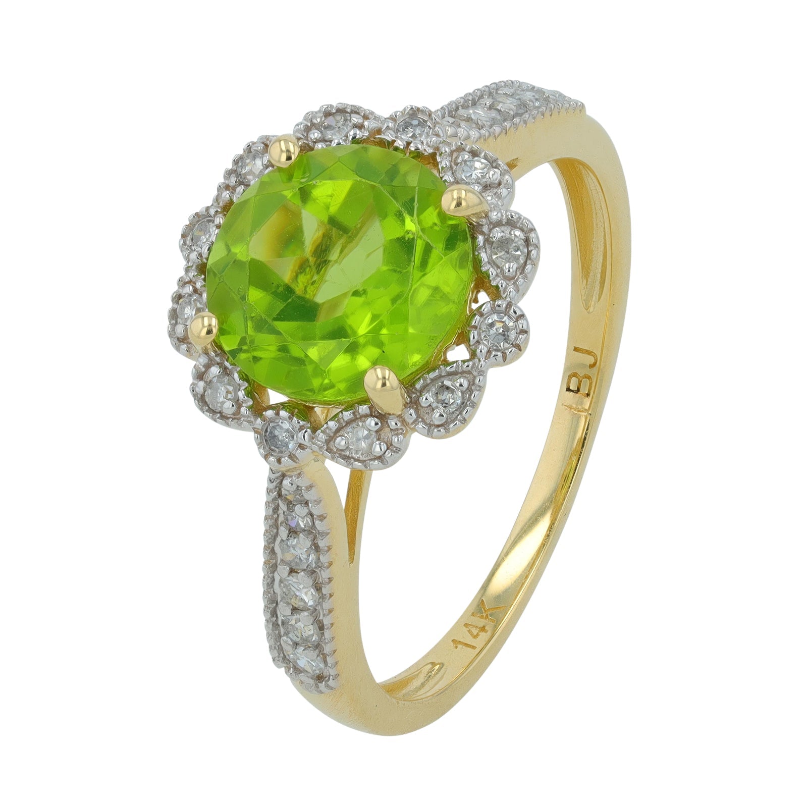 14K Gemstone Halo Ring<p><strong>More Colors Available</p></strong>
