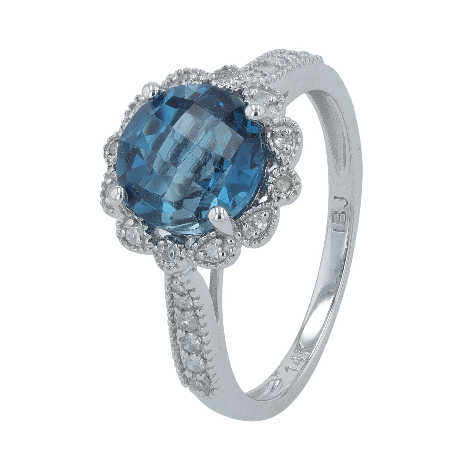 14K Gemstone Halo Ring<p><strong>More Colors Available</p></strong>