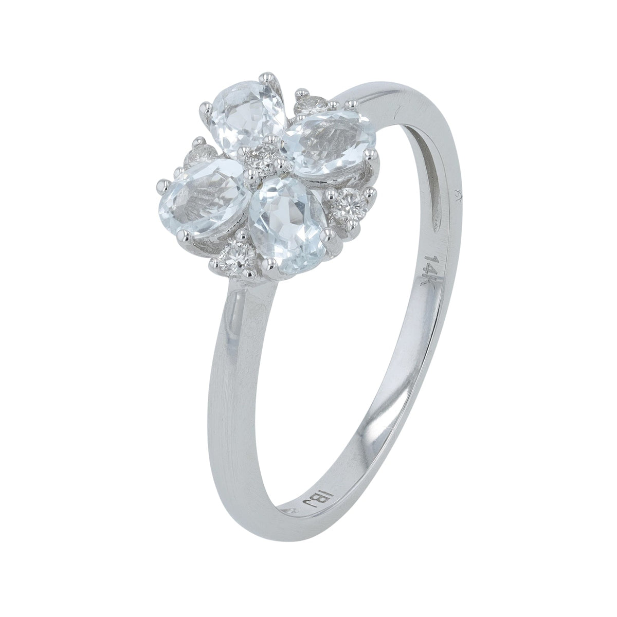 14K Flower Gemstone & Diamond Ring<p><strong>More Colors Available</p></strong>