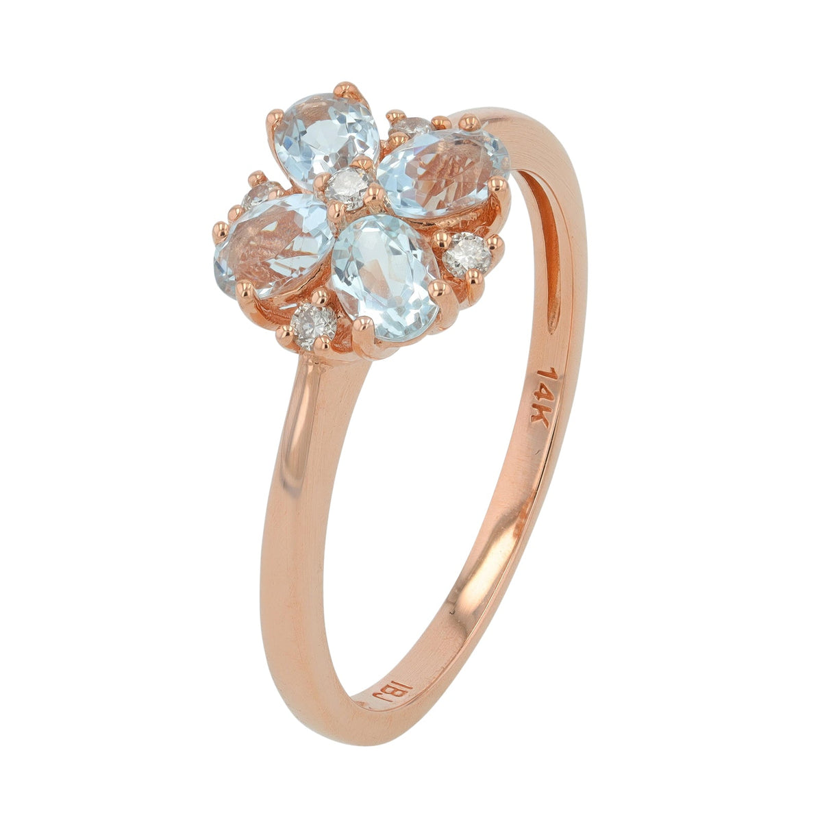14K Flower Gemstone & Diamond Ring<p><strong>More Colors Available</p></strong>
