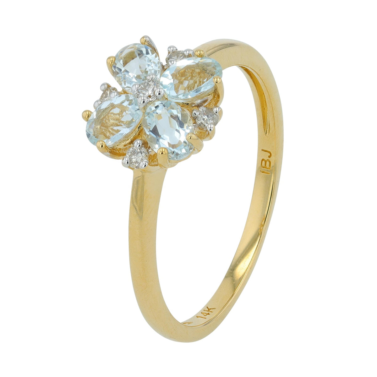 14K Flower Gemstone & Diamond Ring<p><strong>More Colors Available</p></strong>