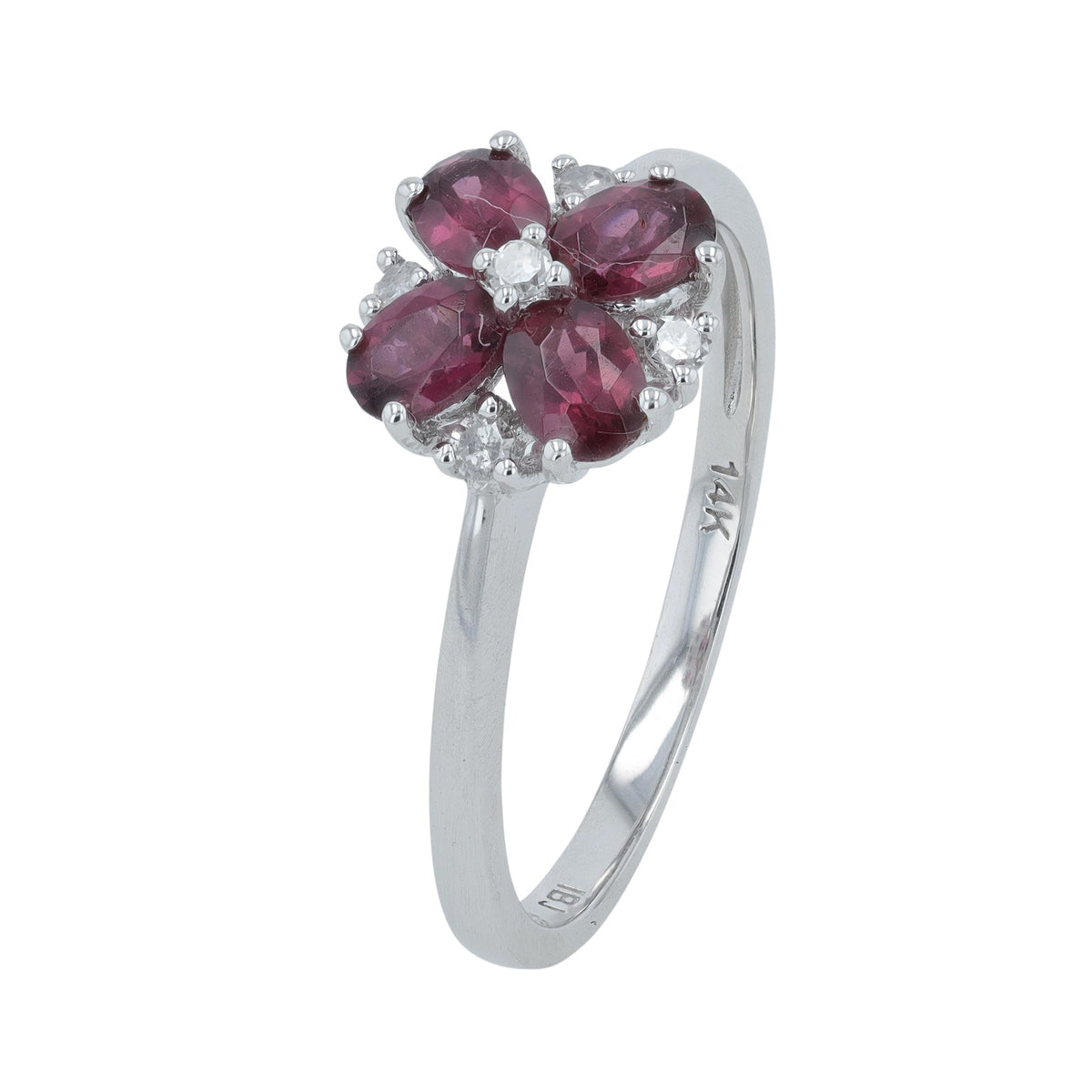 14K Flower Gemstone & Diamond Ring<p><strong>More Colors Available</p></strong>