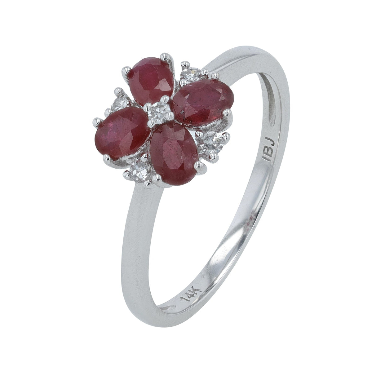 14K Flower Gemstone & Diamond Ring<p><strong>More Colors Available</p></strong>