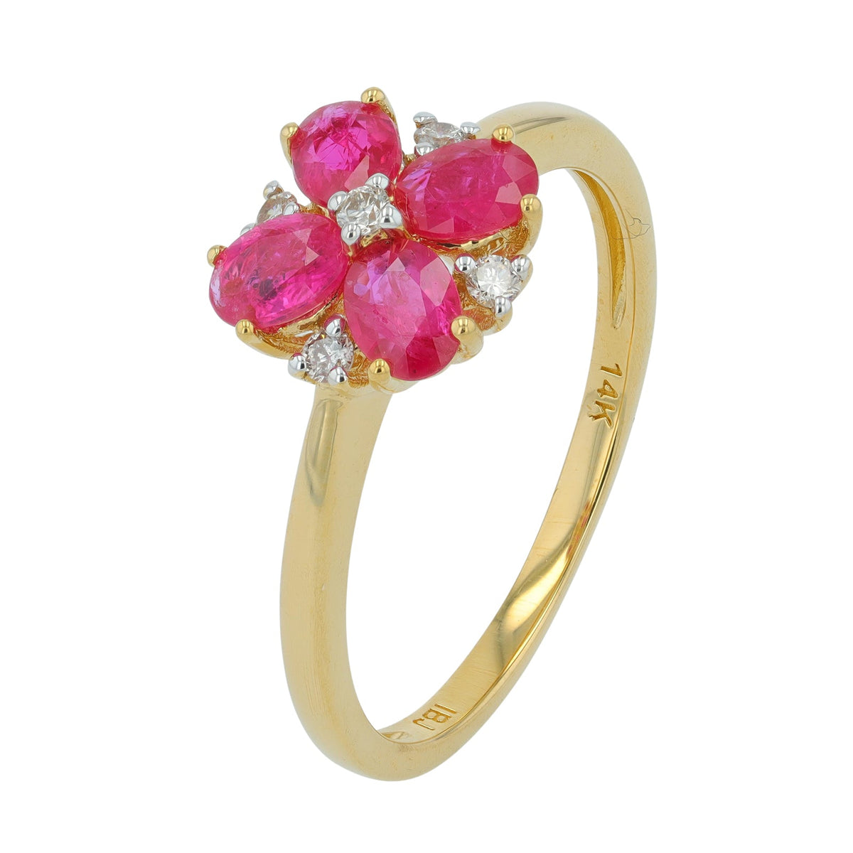 14K Flower Gemstone & Diamond Ring<p><strong>More Colors Available</p></strong>