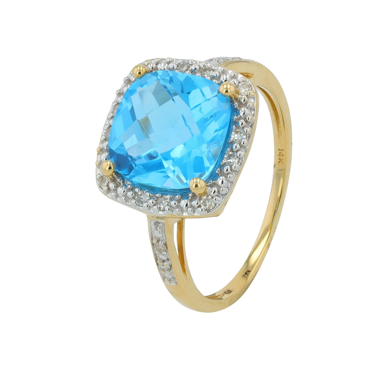 14K Checkerboard Cushion Cut Gemstone Ring<p><strong>More Colors Available</p></strong>