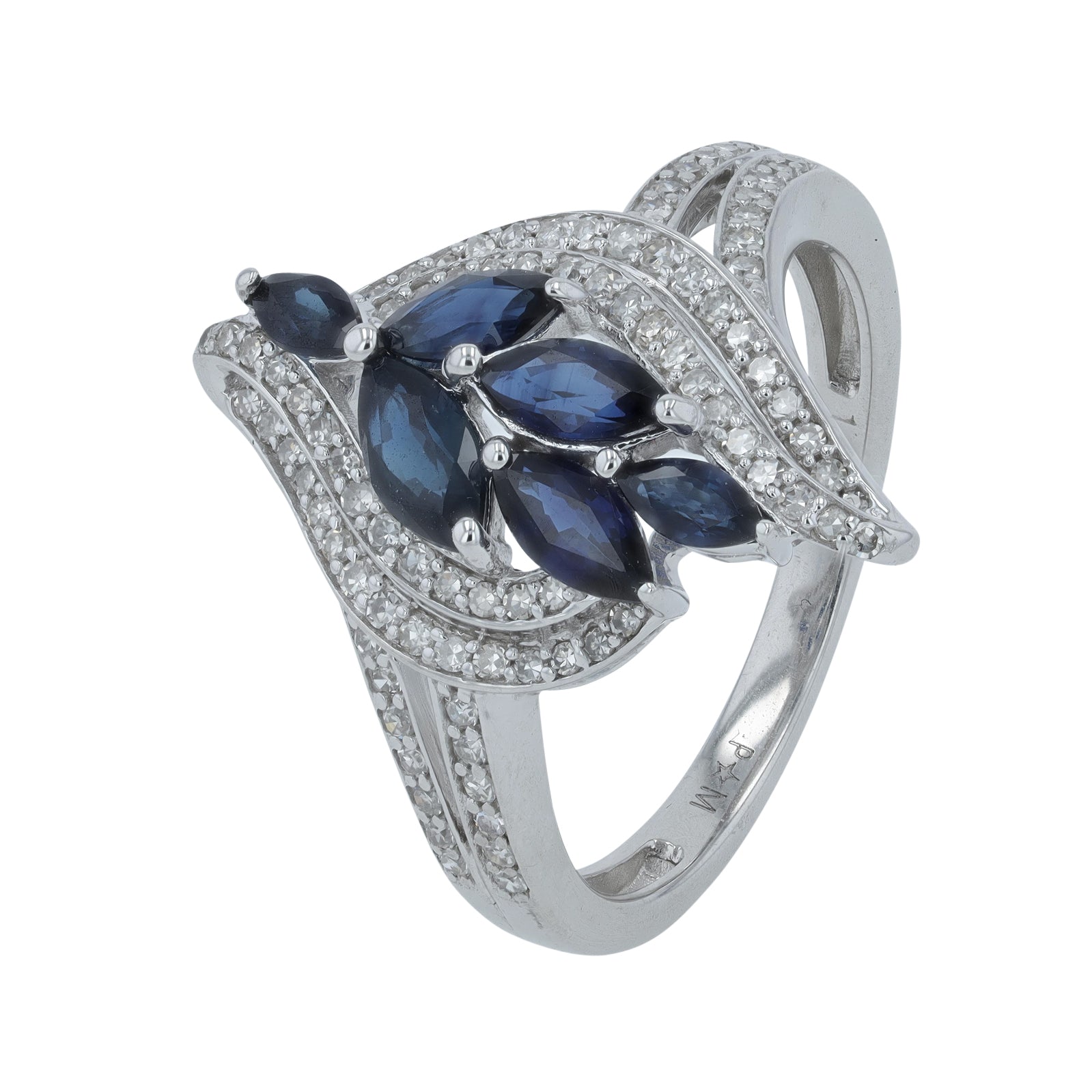 14K WG Sapphire Center Ring