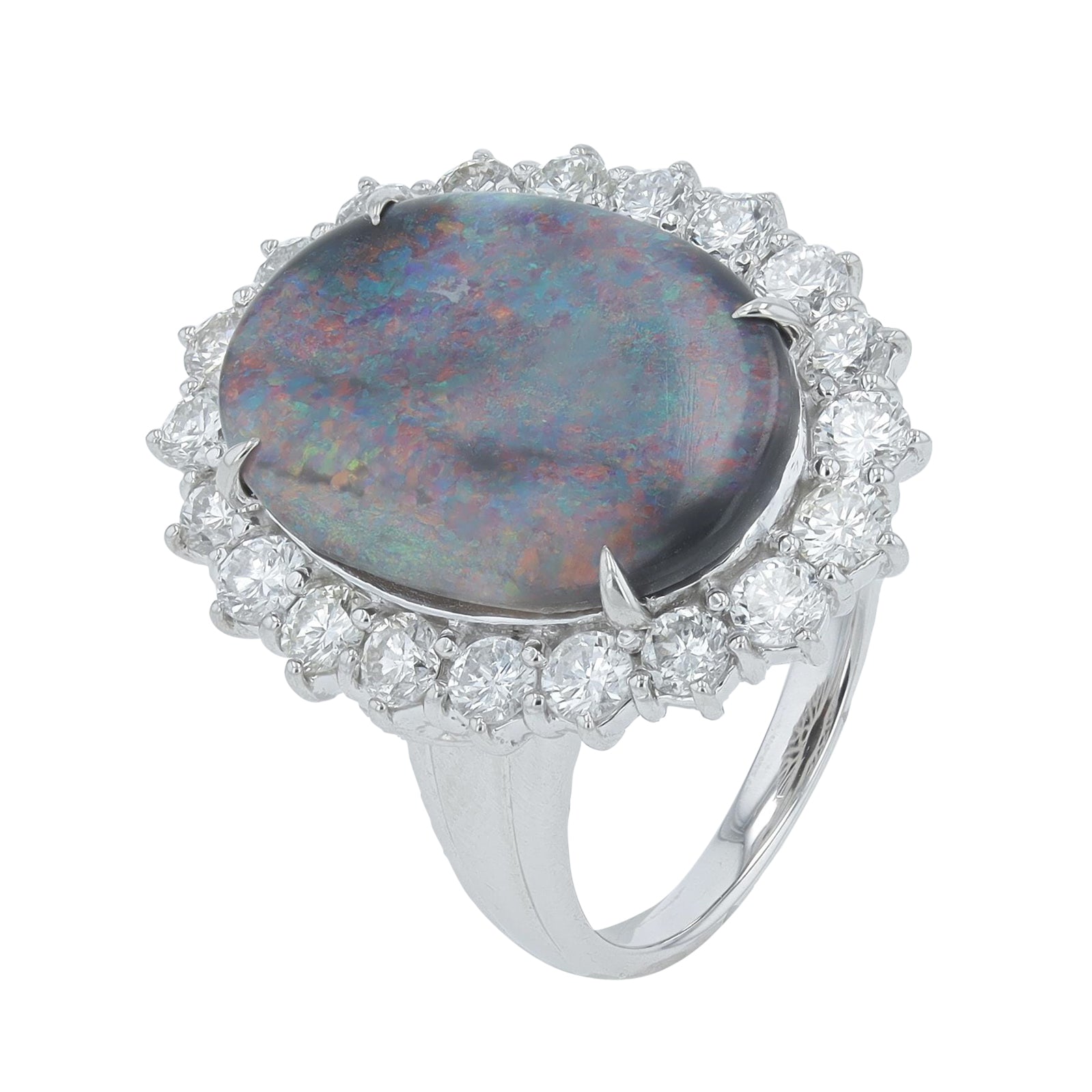 PT900 2.79 CT Black Opal Halo Ring