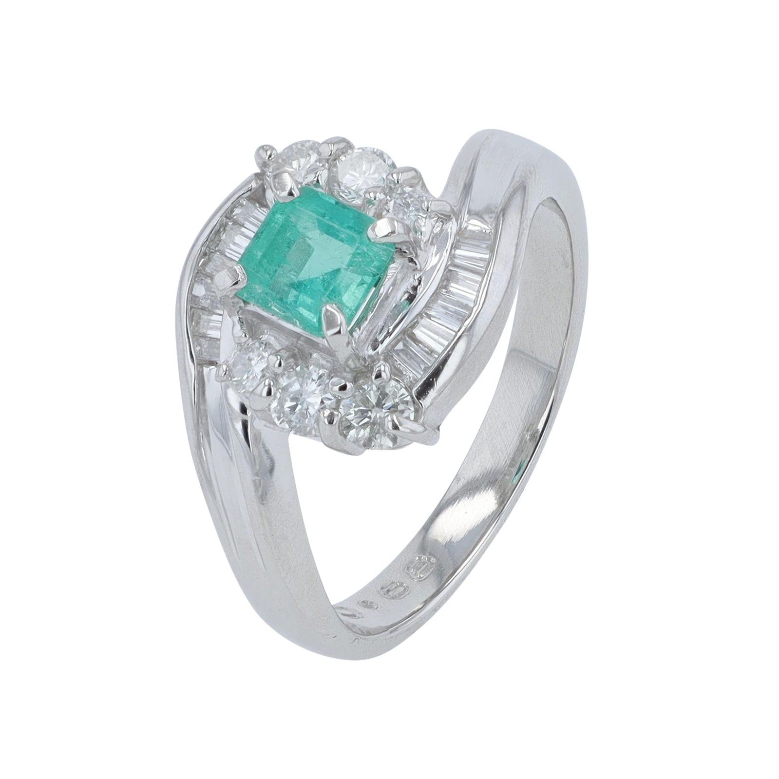 PT900 .68 CT Emerald Ring