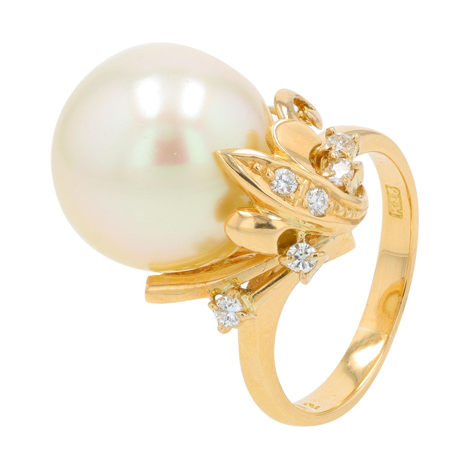 18K YG 13 MM Pearl Ring