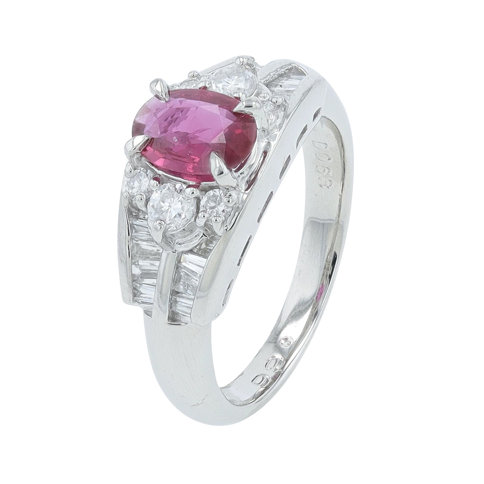 PT900 0.66 CT Ruby Center Ring