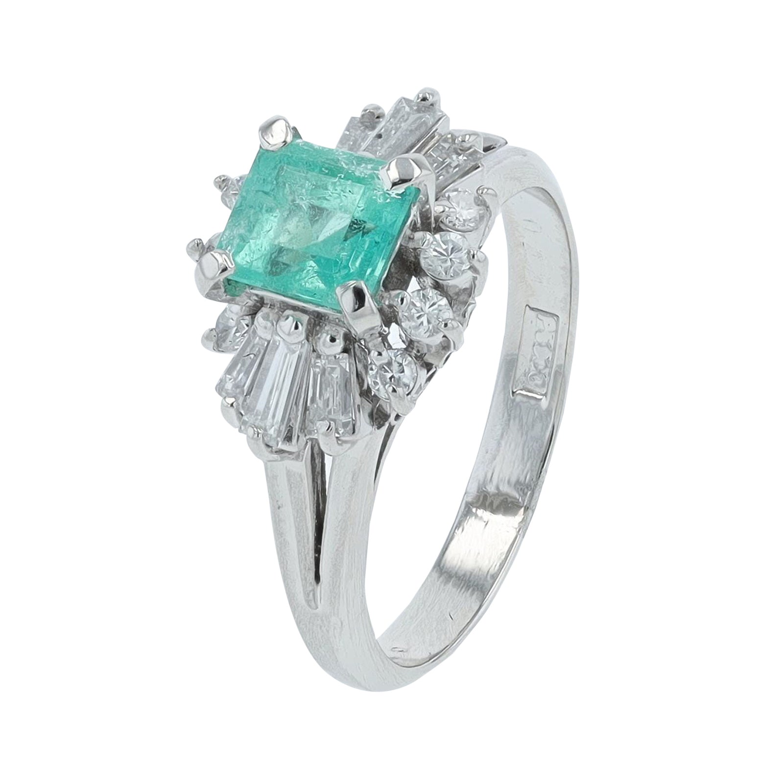 PT900 .72 CT Emerald Ring