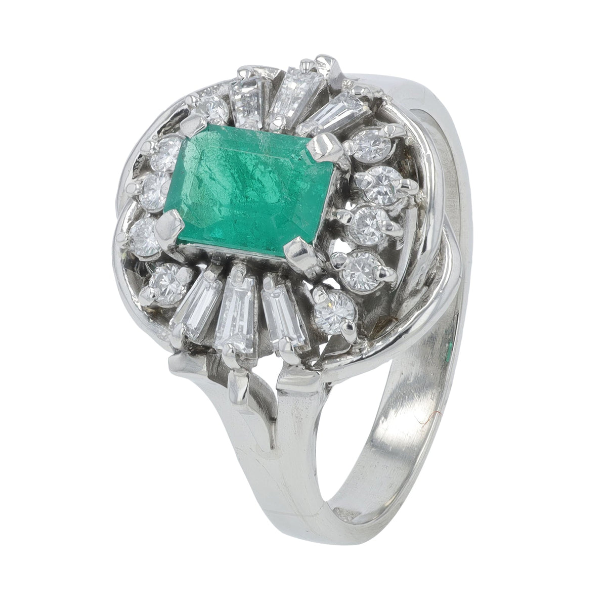 PT900 .71 CTW Emerald Ring
