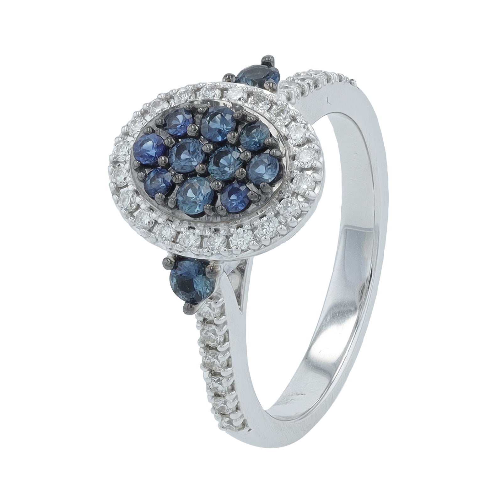 14K WG .55 CTW Sapphire Cluster Ring
