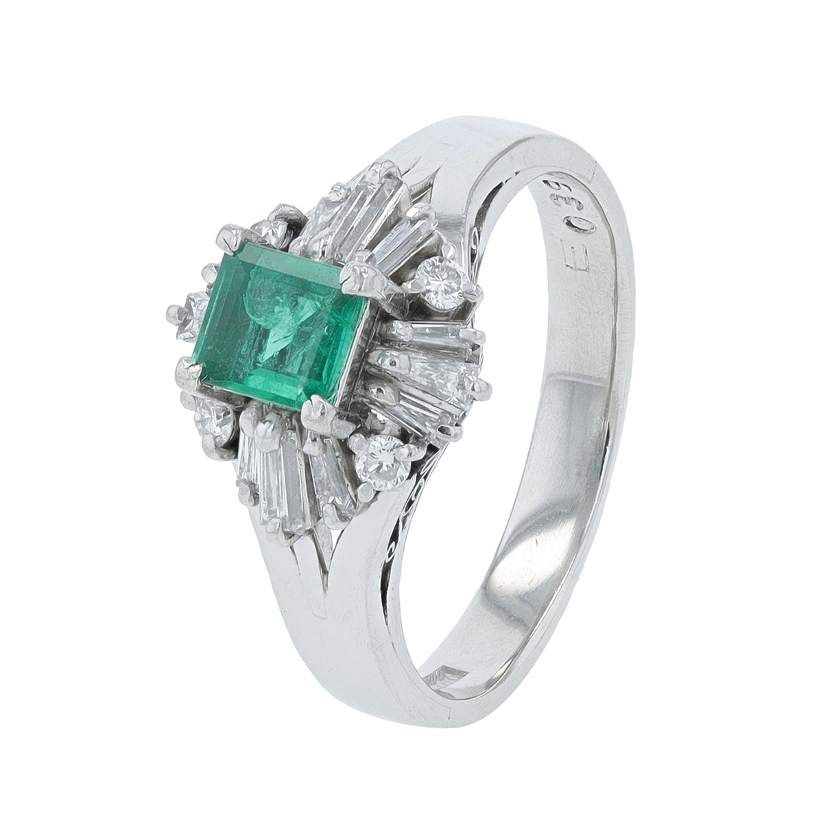 PT900 .39 CT Emerald Ring