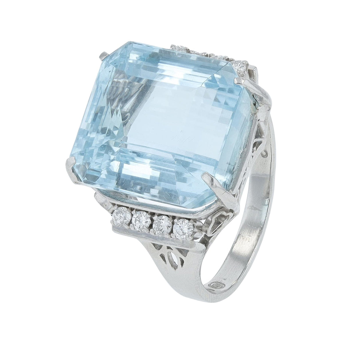 PT900 16.11 CT Aquamarine Cocktail Ring