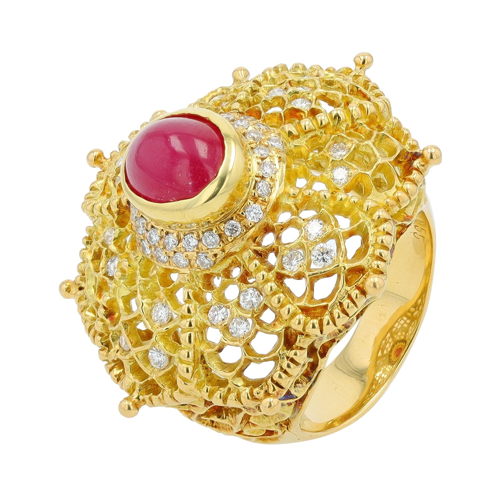 18K YG 2.55 CT Ruby Cocktail Ring