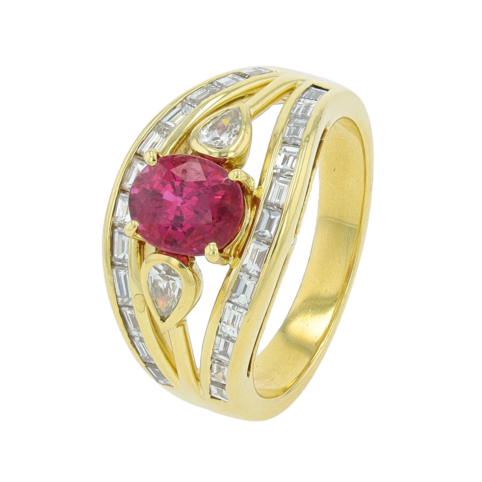 18K YG 1.21 CTW Ruby Ring