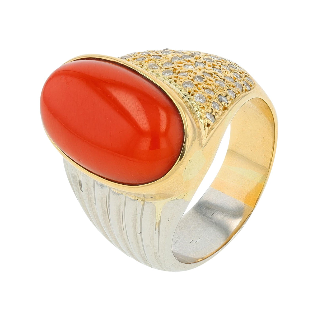 PT900/18K YG 9.36 CT Coral Ring