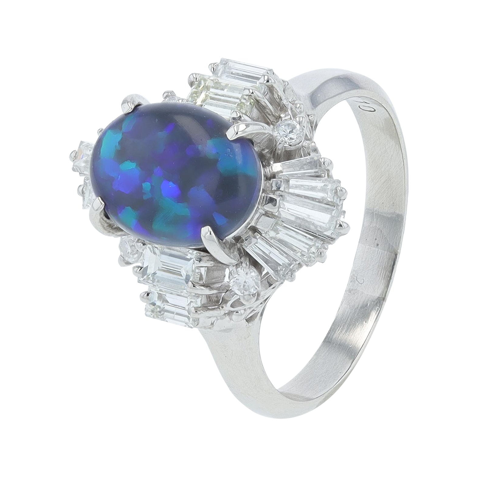 PT900 2 CT Black Opal Ring