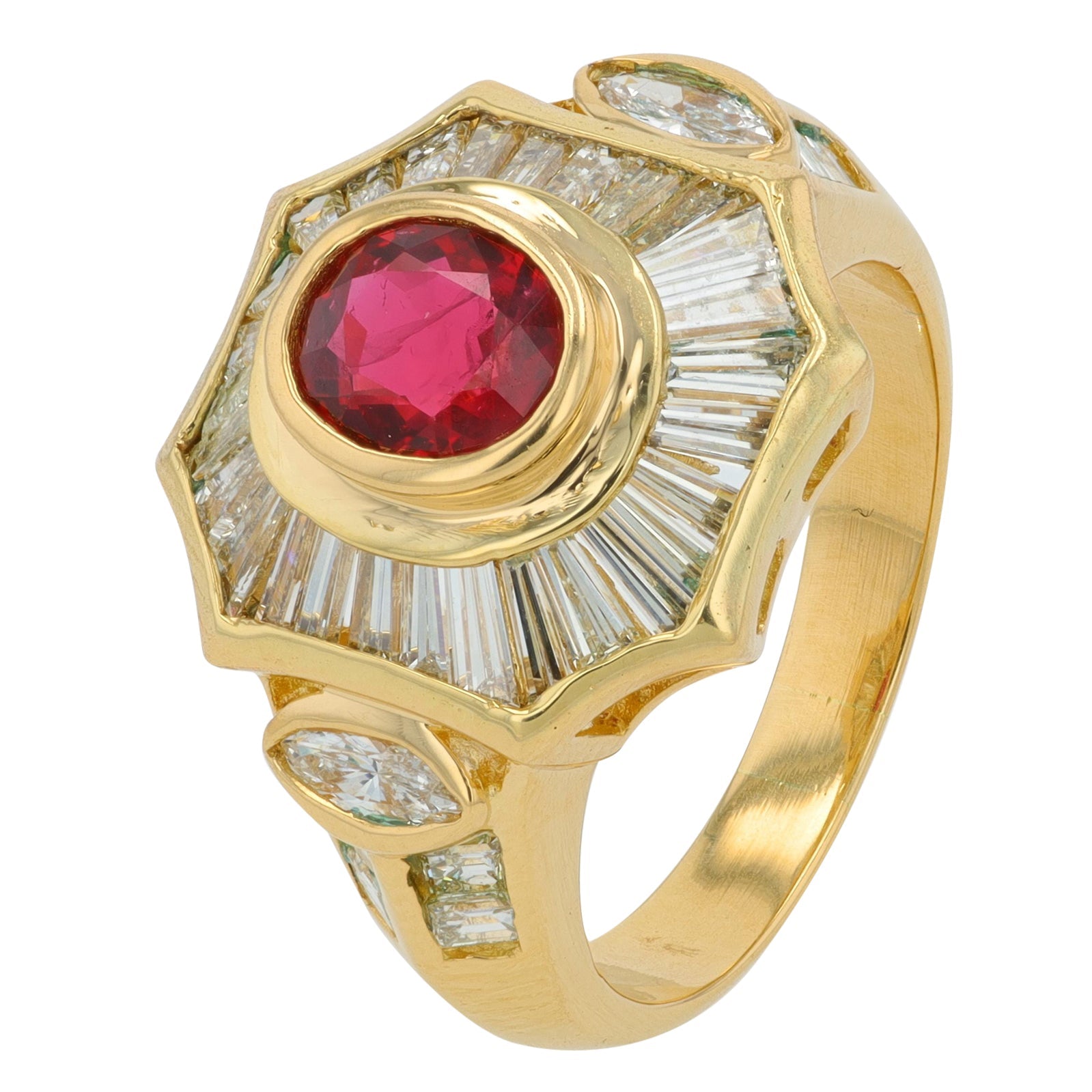 18K YG 1.09 CT Ruby Center Ring