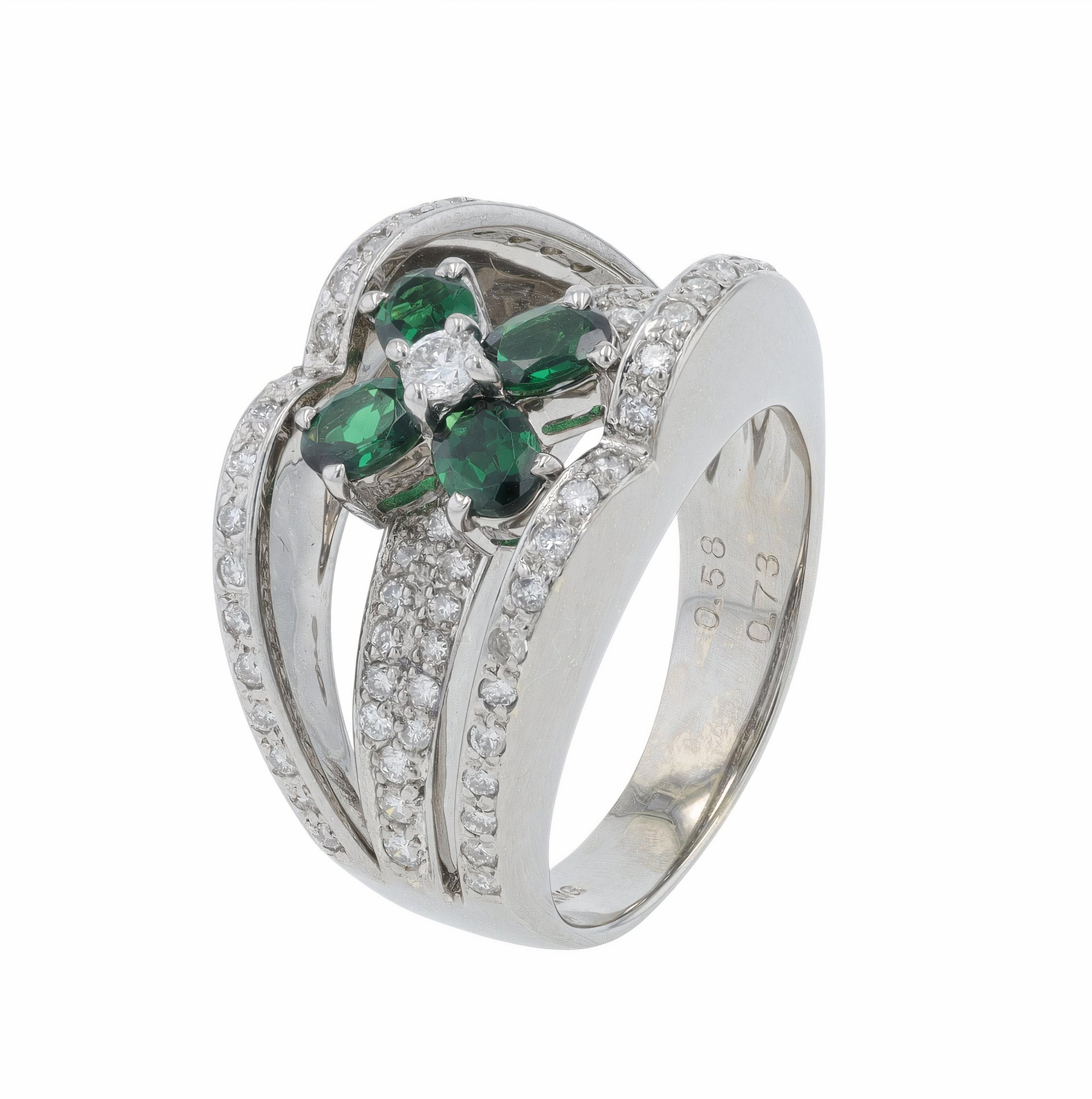 18K WG .73 CTW Green Tourmaline Ring