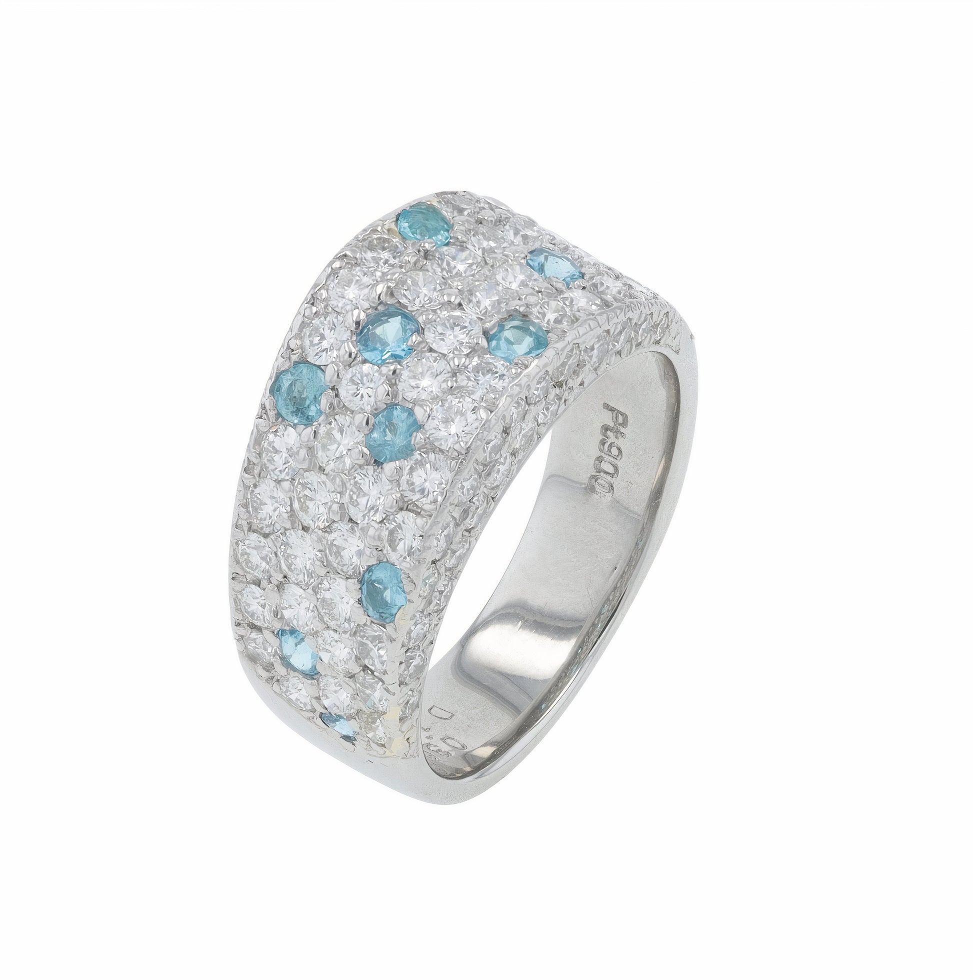 PT900 .30 CTW Paraiba & Diamond Cluster Ring