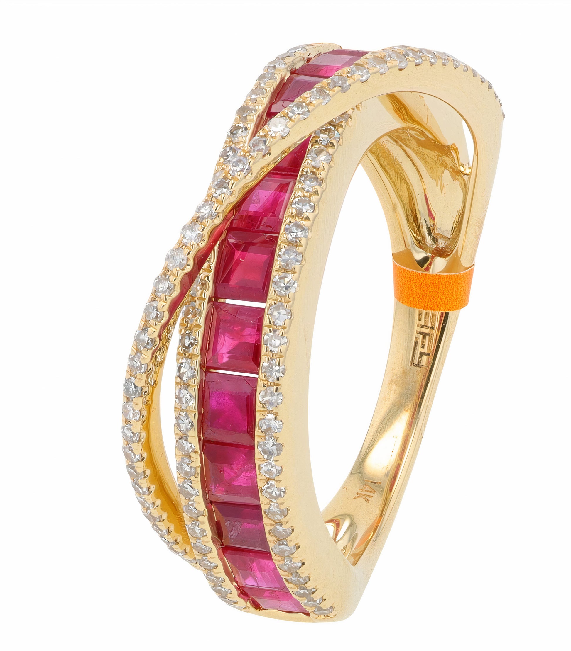 14K EFFY YG 1.46 CTW Ruby Crossover Ring