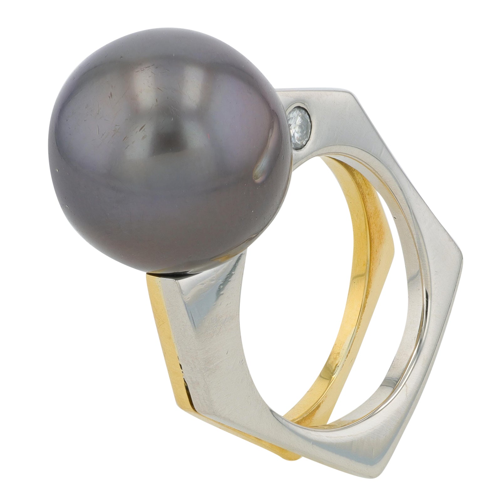 Platinum/18K YG 14.5MM Pearl Ring