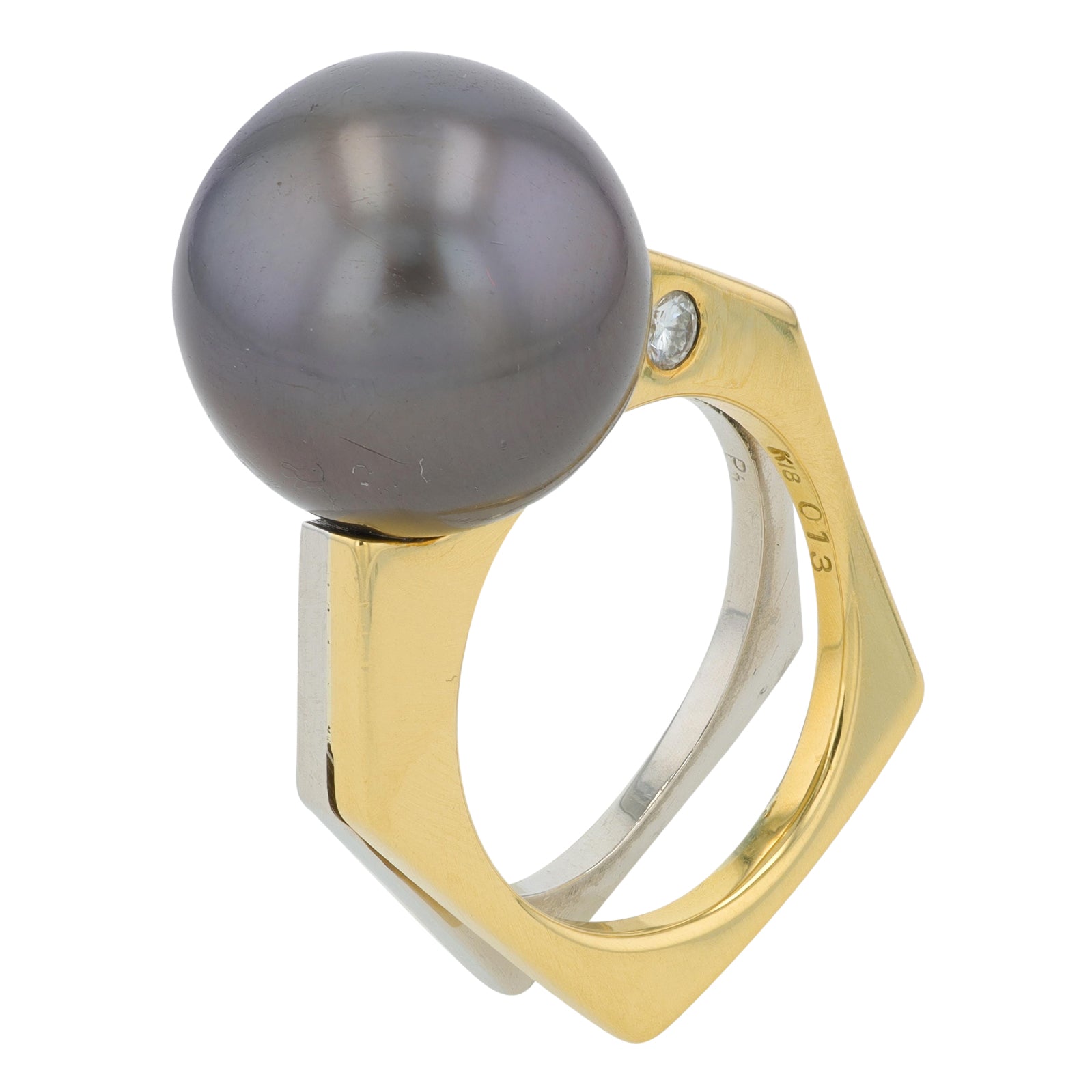Platinum/18K YG 14.5MM Pearl Ring