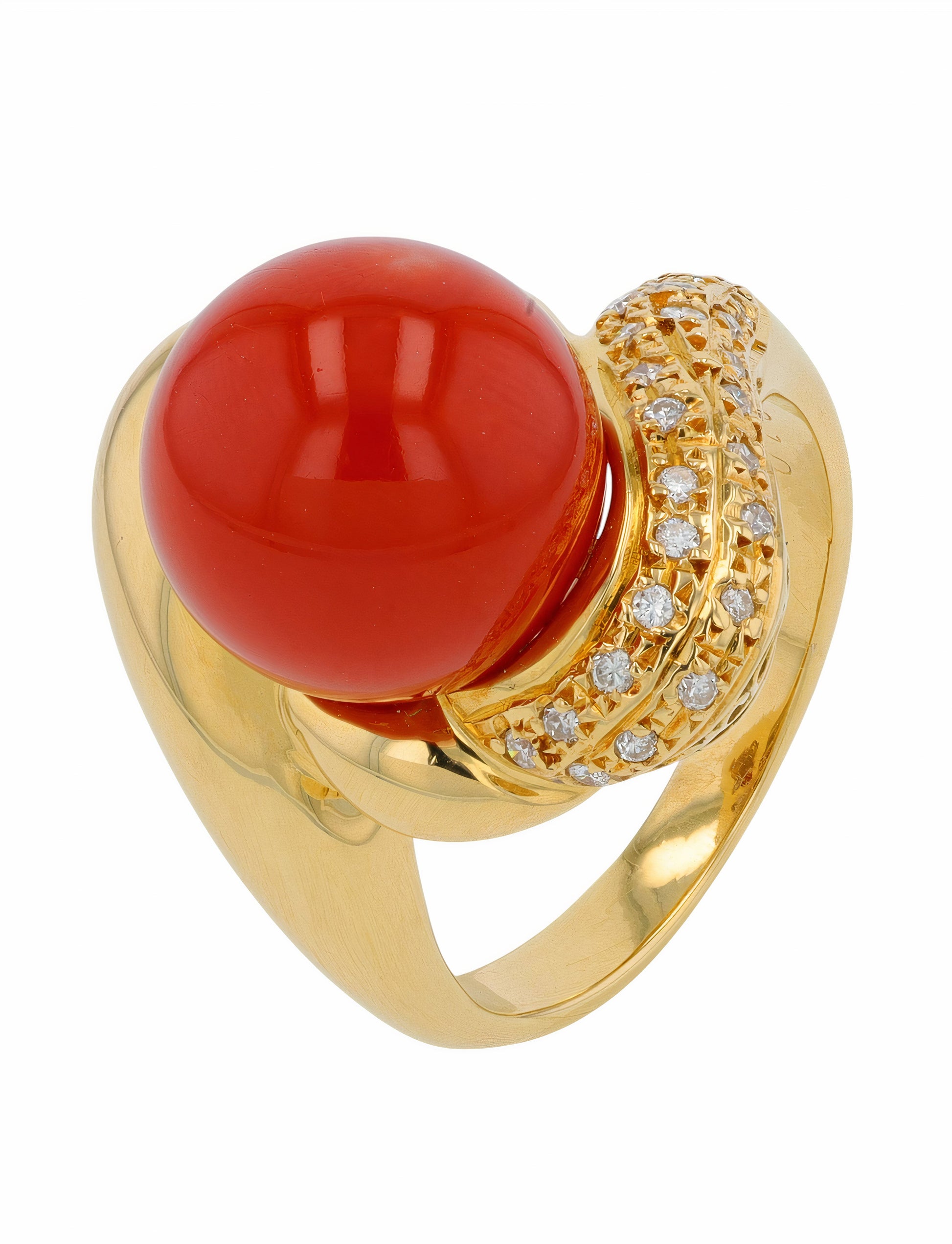 18K YG 10.65 MM Coral Bypass Ring